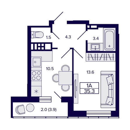 
   Продам 1-комнатную, 35.3 м², Gorizont (Горизонт)

. Фото 1.