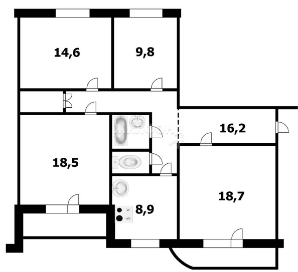 
   Продам 4-комнатную, 92.4 м², Урманова ул, 1

. Фото 19.