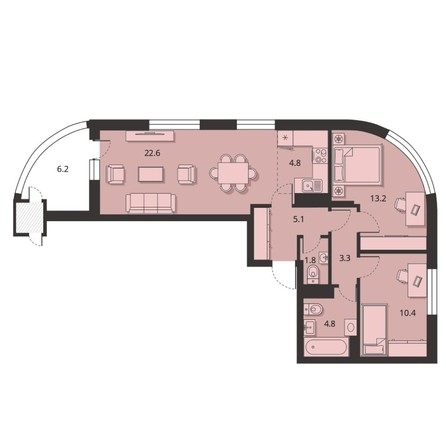 
   Продам 3-комнатную, 69.1 м², Прибрежная  ул, 6

. Фото 1.