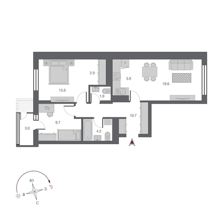 
   Продам 3-комнатную, 68.25 м², Беринг, дом 2

. Фото 7.