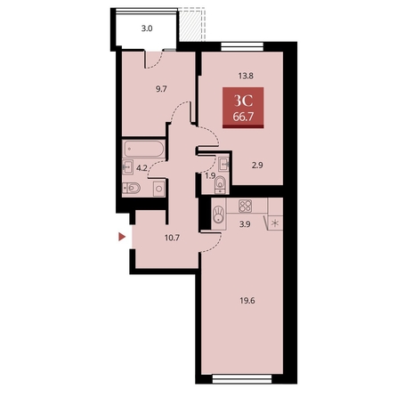 
   Продам 3-комнатную, 68.25 м², Беринг, дом 2

. Фото 2.