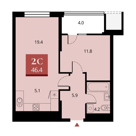 
   Продам 2-комнатную, 48.4 м², Беринг, дом 2

. Фото 1.