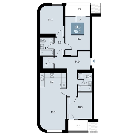 
   Продам 4-комнатную, 93.85 м², Беринг, дом 2

. Фото 3.