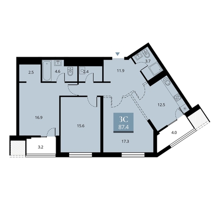 
   Продам 3-комнатную, 91 м², Беринг, дом 2

. Фото 3.