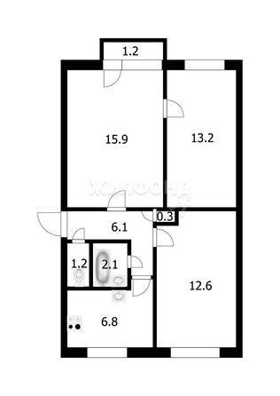 
   Продам 3-комнатную, 57.8 м², Титова ул, 39

. Фото 30.