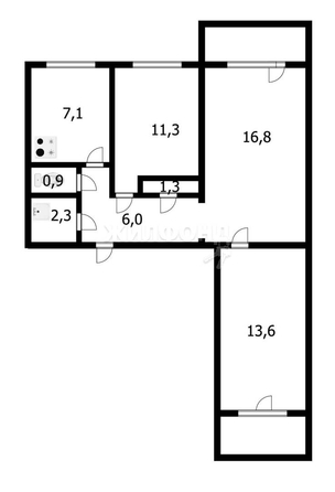 
   Продам 3-комнатную, 59.6 м², Дениса Давыдова ул, 7/1

. Фото 31.