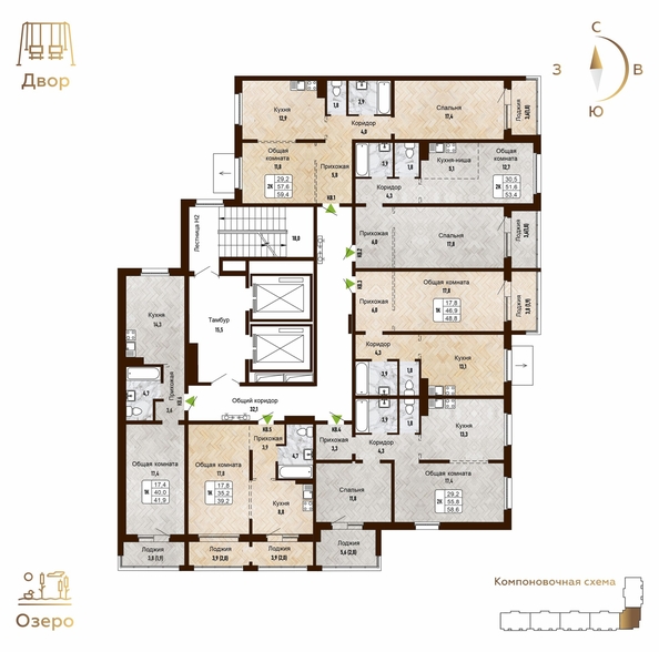 
   Продам 2-комнатную, 59.4 м², Новый горизонт, дом 4

. Фото 2.