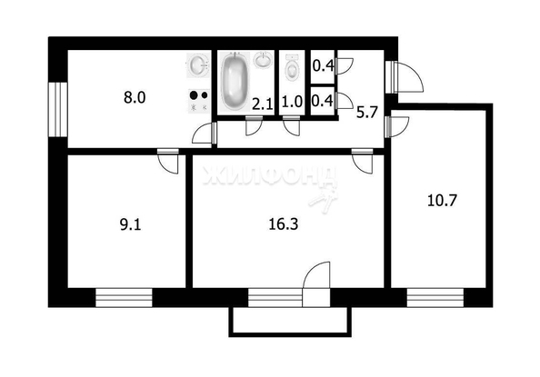 
   Продам 3-комнатную, 53.7 м², Адриена Лежена ул, 10

. Фото 3.