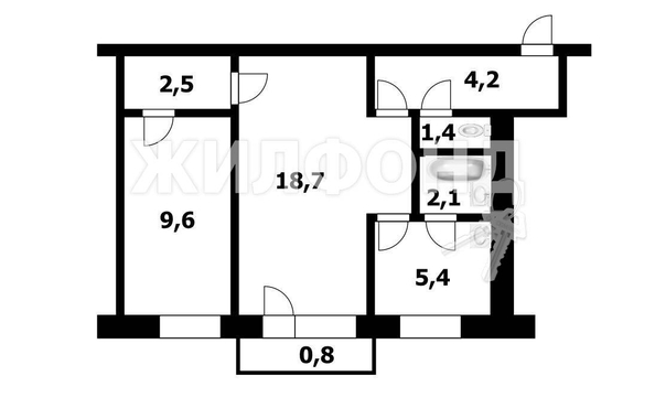 
   Продам 2-комнатную, 44.7 м², Нарымская ул, 4

. Фото 15.