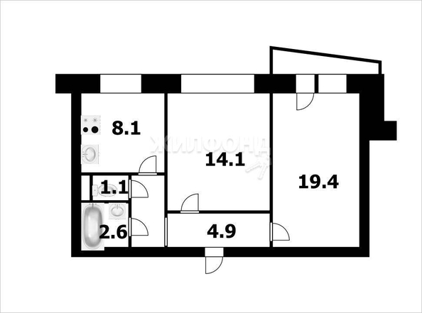 
   Продам 2-комнатную, 53.4 м², Земнухова ул, 12

. Фото 23.