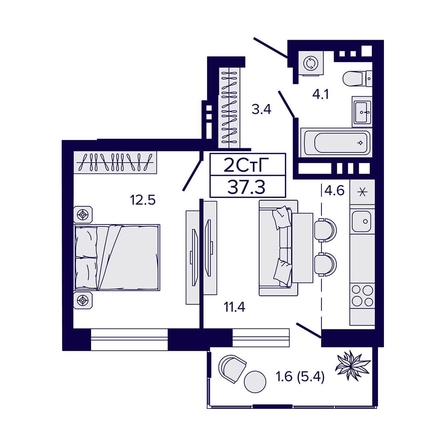 
   Продам 2-комнатную, 37.3 м², Luna (Луна)

. Фото 26.