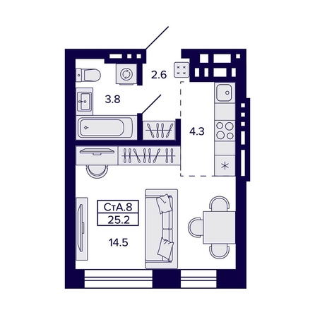 
   Продам студию, 25.2 м², Сподвижники

. Фото 2.