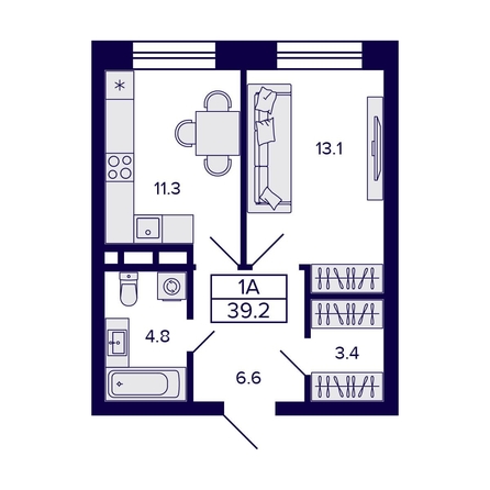 
   Продам 1-комнатную, 39.2 м², Citatum (Цитатум)

. Фото 1.