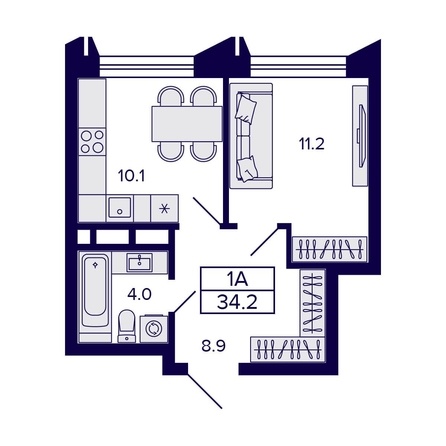 
   Продам 1-комнатную, 34.2 м², Citatum (Цитатум)

. Фото 1.