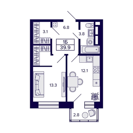 
   Продам 1-комнатную, 39.9 м², Citatum (Цитатум)

. Фото 1.