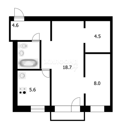 
   Продам 2-комнатную, 44.5 м², Дмитрия Донского ул, 26

. Фото 1.