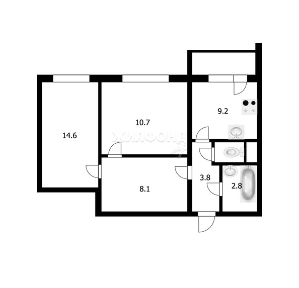 
   Продам 2-комнатную, 50.4 м², Спортивная ул, 35

. Фото 5.