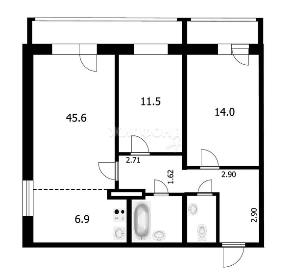 
   Продам 3-комнатную, 69.2 м², Забалуева ул, 92

. Фото 19.