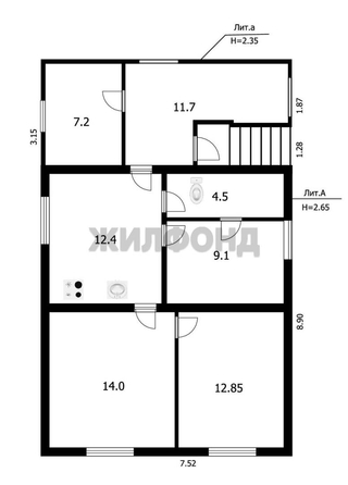 
   Продам дом, 75.5 м², Лебедевка

. Фото 11.