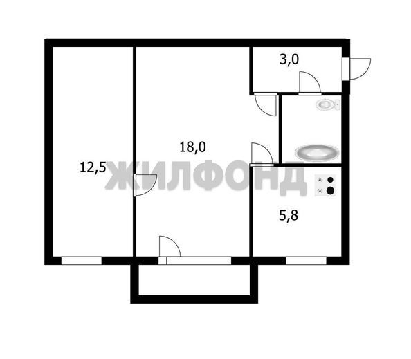 
   Продам 2-комнатную, 42.3 м², Республиканская ул, 7а

. Фото 16.