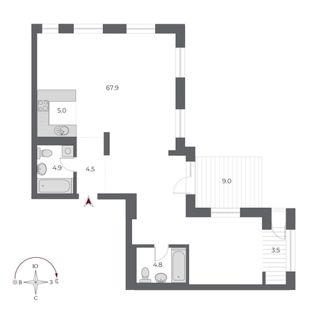 
  Продается 3-комн. квартира 99.4 м², в ЖК ОСКАР, дом 1. Фото 1.