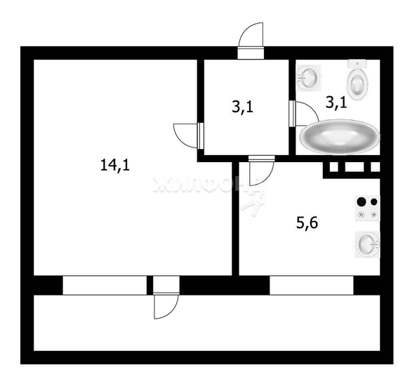 
   Продам 1-комнатную, 26 м², Петухова ул, 101

. Фото 21.