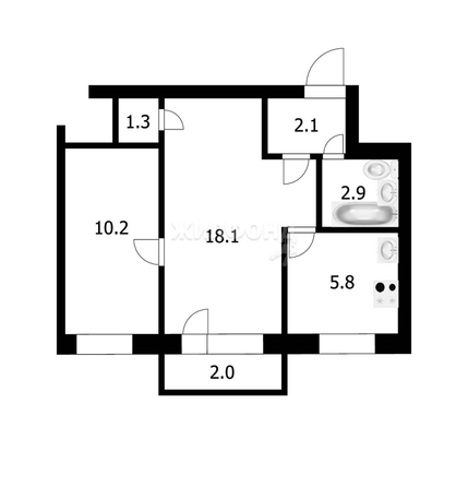 
   Продам 2-комнатную, 40.4 м², Новогодняя ул, 17

. Фото 3.