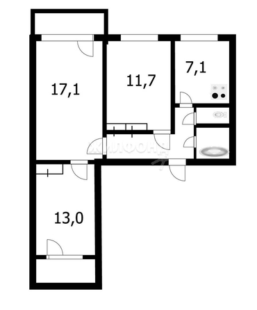 
   Продам 3-комнатную, 59.9 м², Воинская ул, 110

. Фото 13.