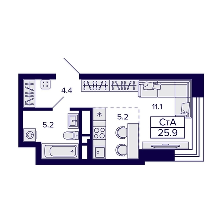 
   Продам студию, 25.9 м², Citatum (Цитатум)

. Фото 1.