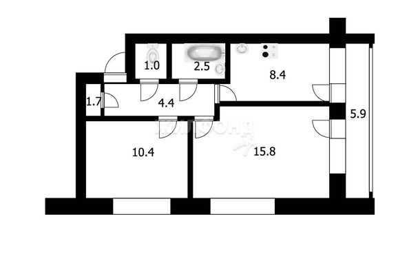 
   Продам 2-комнатную, 44.2 м², Магистральная ул, 31

. Фото 2.