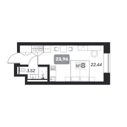 
   Продам апартамент, 25.96 м², АЭРОН, секция А

. Фото 6.