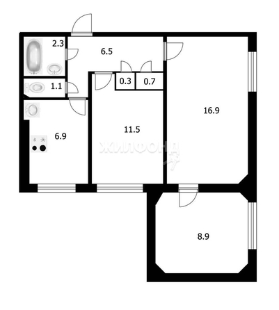 
   Продам 3-комнатную, 55.1 м², Комсомольская ул, 4

. Фото 24.