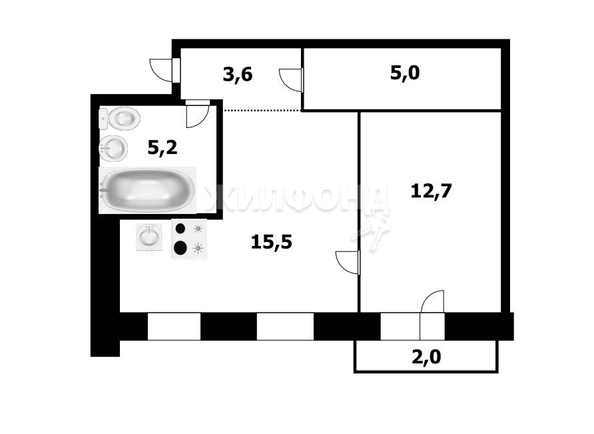 
   Продам 2-комнатную, 42 м², Семьи Шамшиных ул, 37а

. Фото 2.