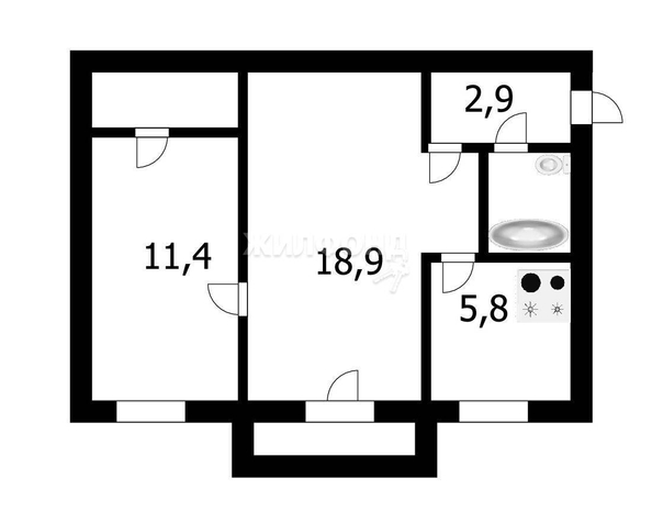 
   Продам 2-комнатную, 44.2 м², Петухова ул, 48

. Фото 3.