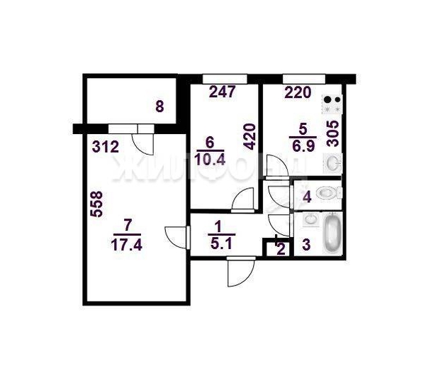 
   Продам 2-комнатную, 43.9 м², Бориса Богаткова ул, 165

. Фото 1.