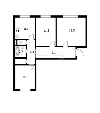 
   Продам 3-комнатную, 67.3 м², Кропоткина ул, 261

. Фото 12.