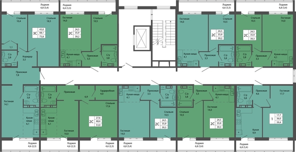 
   Продам 2-комнатную, 39.3 м², Родина, дом 4

. Фото 1.