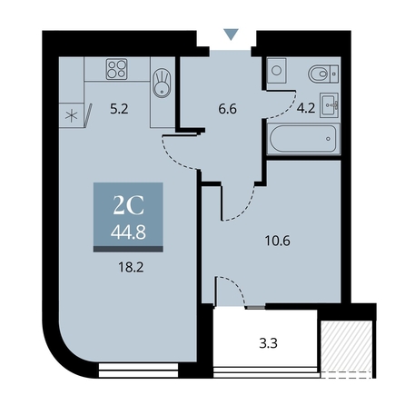 
   Продам 2-комнатную, 46.45 м², Беринг, дом 2

. Фото 2.