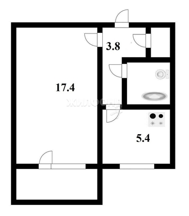 
   Продам 1-комнатную, 29.8 м², Кропоткина ул, 128/1

. Фото 1.