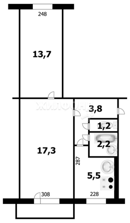 
   Продам 2-комнатную, 43.7 м², Нарымская ул, 11

. Фото 15.