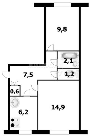 
   Продам 2-комнатную, 42.3 м², Доватора ул, 29

. Фото 8.