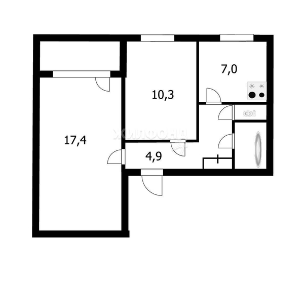 
   Продам 2-комнатную, 45.7 м², Кошурникова ул, 7/1

. Фото 5.