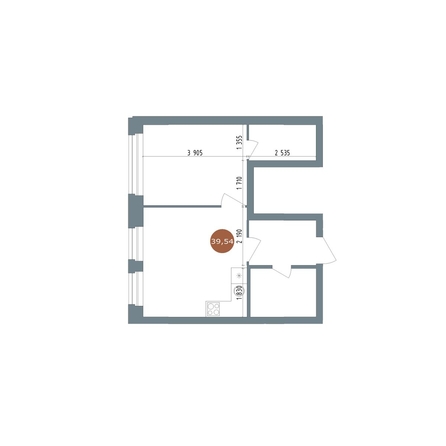 
   Продам 2-комнатную, 39.54 м², 19/56 Кварталы Телецентра, сек 5

. Фото 2.