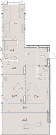 
   Продам 2-комнатную, 109.8 м², Тайм Сквер

. Фото 19.