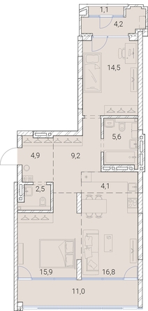 
   Продам 2-комнатную, 89.8 м², Тайм Сквер

. Фото 19.