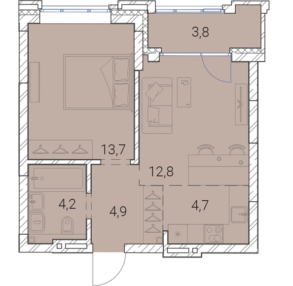 
   Продам 1-комнатную, 44.1 м², Тайм Сквер

. Фото 19.