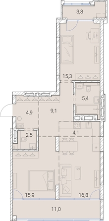 
   Продам 2-комнатную, 88.8 м², Тайм Сквер

. Фото 19.