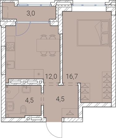 
   Продам 1-комнатную, 40.7 м², Тайм Сквер

. Фото 19.