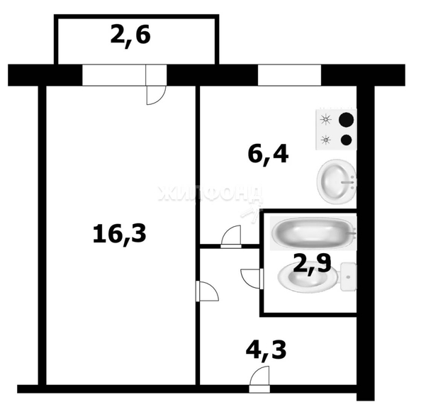 
   Продам 1-комнатную, 29.9 м², Челюскинцев ул, 18

. Фото 17.