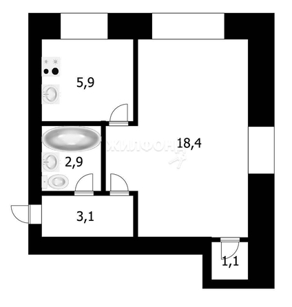 
   Продам 1-комнатную, 31.4 м², Ватутина ул, 21

. Фото 18.